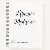 Minimal Monogram Black and White Custom Name Year Notitieboek (Voorkant)