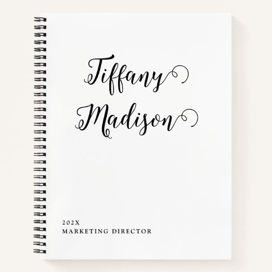 Minimal Monogram Black and White Custom Name Year Notitieboek (Voorkant)