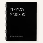 Minimal Monogram Black and White Custom Name Year Notitieboek (Voorkant)