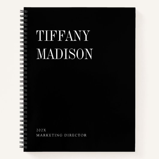 Minimal Monogram Black and White Custom Name Year Notitieboek (Voorkant)