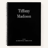 Minimal Monogram Black and White Custom Name Year Notitieboek (Voorkant)