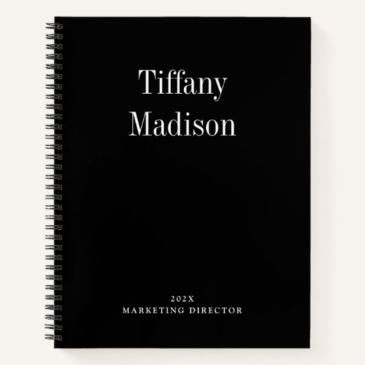 Minimal Monogram Black and White Custom Name Year Notitieboek (Voorkant)