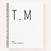 Minimal Monogram Black and White Custom Name Year Notitieboek (Voorkant)