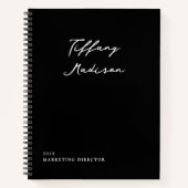 Minimal Monogram Black and White Custom Name Year Notitieboek (Voorkant)