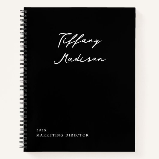 Minimal Monogram Black and White Custom Name Year Notitieboek (Voorkant)