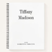 Minimal Monogram Black and White Custom Name Year Notitieboek (Voorkant)