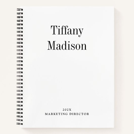 Minimal Monogram Black and White Custom Name Year Notitieboek (Voorkant)