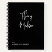 Minimal Monogram Black and White Custom Name Year Notitieboek (Voorkant)