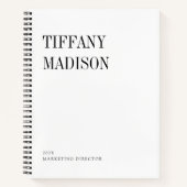 Minimal Monogram Black and White Custom Name Year Notitieboek (Voorkant)