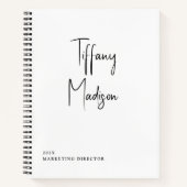 Minimal Monogram Black and White Custom Name Year Notitieboek (Voorkant)