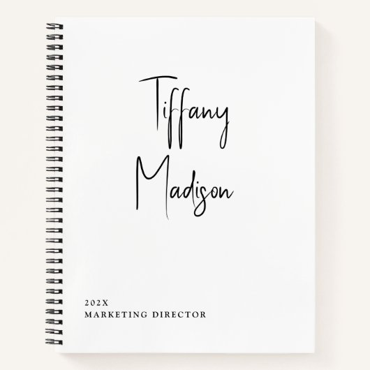 Minimal Monogram Black and White Custom Name Year Notitieboek (Voorkant)