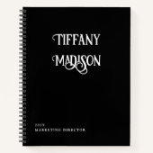 Minimal Monogram Black and White Gothic Name Year Notitieboek (Voorkant)