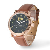 Minimal Monogram bride and groom couple  Horloge (Hoek)