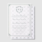 Minimal Monogram Crest Lijst Emerald Green Wedding Vellum Uitnodigingen (Offset (Uitnodiging))