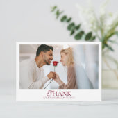 Minimal Monogram Deep Burgundy Script Wedding Bedankkaart (Staand voorkant)