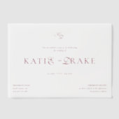 Minimal Monogram Deep Burgundy Script Wedding Vellum Uitnodigingen (Voorkant)