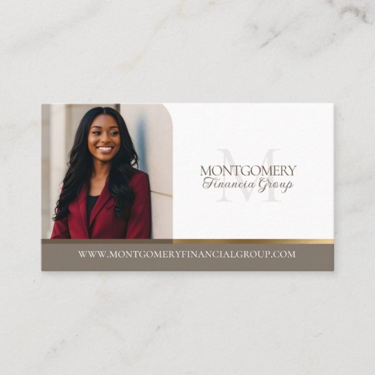 Minimal Monogram Financial Professional Photo Lux Visitekaartje (Voorkant)