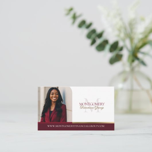 Minimal Monogram Financial Professional Photo Lux Visitekaartje (Staand voorkant)