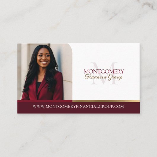 Minimal Monogram Financial Professional Photo Lux Visitekaartje (Voorkant)