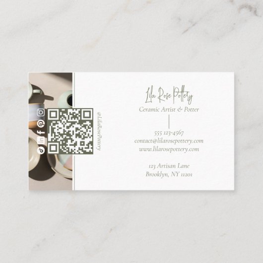 Minimal Monogram Hand Made Pottery Photo Collage Visitekaartje (Achterkant)