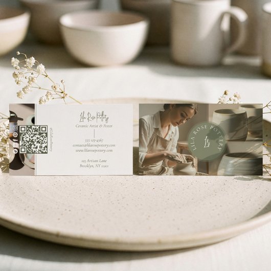 Minimal Monogram Hand Made Pottery Photo Collage Visitekaartje
