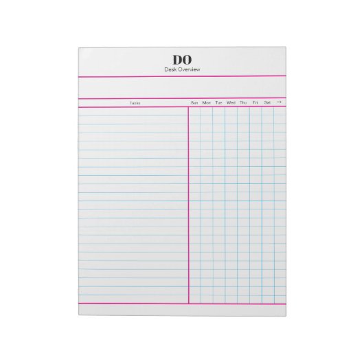 Minimal Monogram Initials Weekly Checklist Notepad Notitieblok (Linkerzijde)