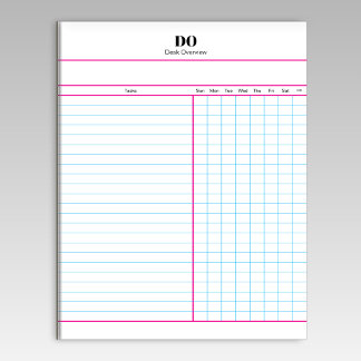 Minimal Monogram Initials Weekly Checklist Notepad Notitieblok