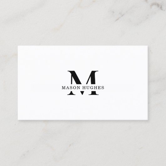 Minimal Monogram Professional Black and white Visitekaartje (Voorkant)