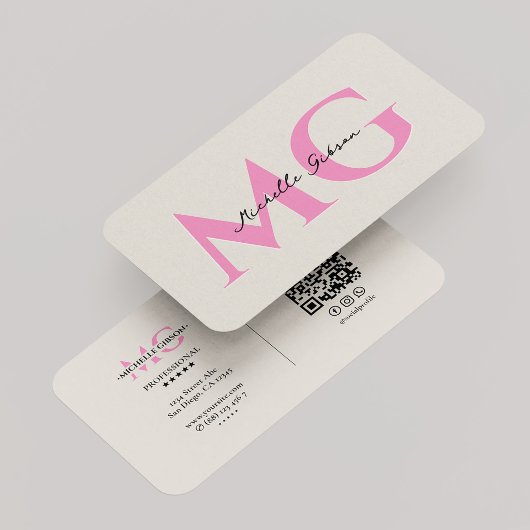 Minimal Monogram Sand Pink Initials Beauty Visitekaartje