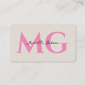 Minimal Monogram Sand Pink Initials Beauty Visitekaartje (Voorkant)