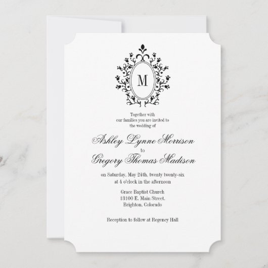 Minimal Monogram Wedding Invitation Kaart (Voorkant)
