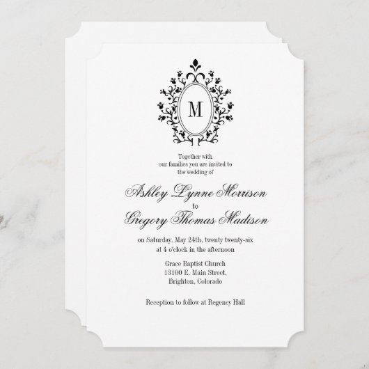 Minimal Monogram Wedding Invitation Kaart (Voorkant / Achterkant)