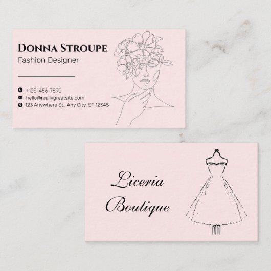 Minimal Mooie en Elegante Mode Designer Visitekaartje (Voorkant / Achterkant)