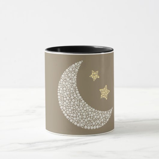 Minimal Moon & Gold Stars Celestial Coffee Mug Mok (Midden)