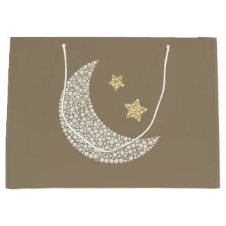 Minimal Moon & Gold Stars Celestial Large Gift bag Groot Cadeauzakje