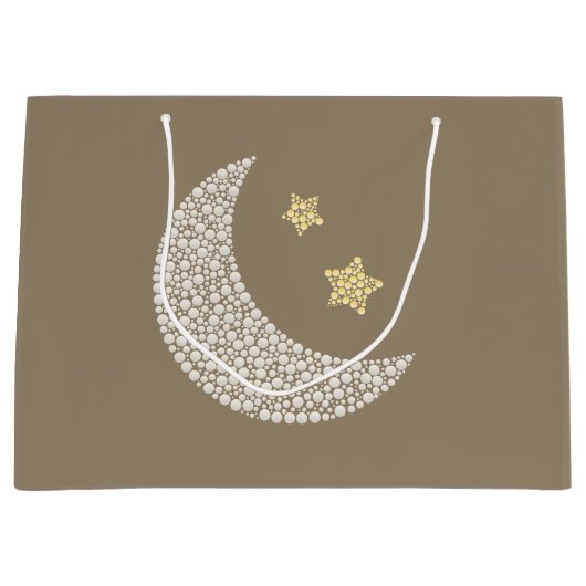 Minimal Moon & Gold Stars Celestial Large Gift bag Groot Cadeauzakje (Voorkant)