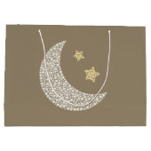 Minimal Moon & Gold Stars Celestial Large Gift bag Groot Cadeauzakje (Achterkant)
