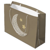 Minimal Moon & Gold Stars Celestial Large Gift bag Groot Cadeauzakje (Achterkant Gekanteld)