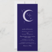 Minimal Moon Stars Navy Blue Celestial Wedding Kaart (Voorkant)