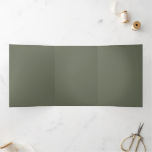 Minimal Moss Green Trifold Letter – Drieluik Aankondiging