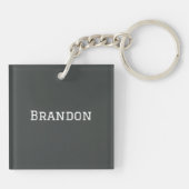 Minimal Mountain Photo Personalized Men's Name Sleutelhanger (Achterkant)