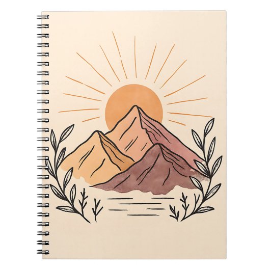 Minimal Mountain Sunrise Notebook – Aesthetic  Notitieboek (Voorkant)