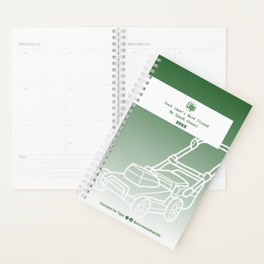 Minimal Mower Logo Green Lawn Care Planner (Display)