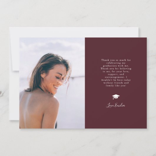 Minimal Multi Photo Afstuderen Aankondiging rood (Achterkant)