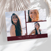 Minimal Multi Photo Afstuderen Aankondiging rood