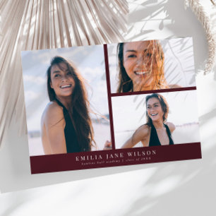 Minimal Multi Photo Afstuderen Aankondiging rood