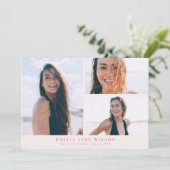 Minimal Multi Photo Afstuderen Pink aangekondigd Kaart (Staand voorkant)