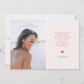 Minimal Multi Photo Afstuderen Pink aangekondigd Kaart (Achterkant)