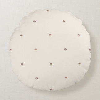 Minimal Mushroom Pattern Pillow – Light / Round Rond Kussen
