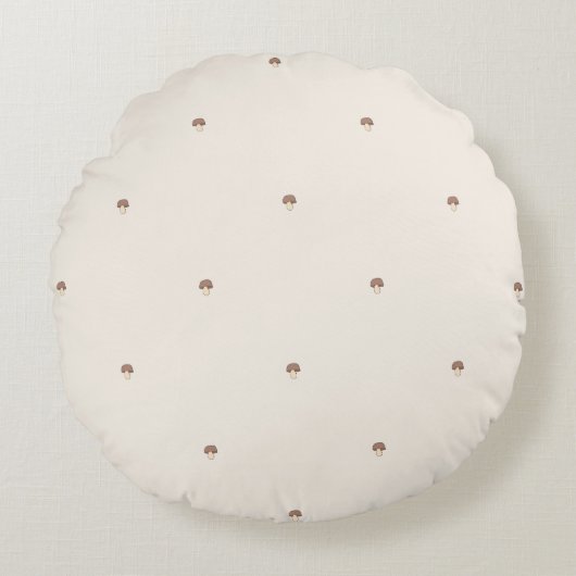 Minimal Mushroom Pattern Pillow – Light / Round Rond Kussen (Voorkant)